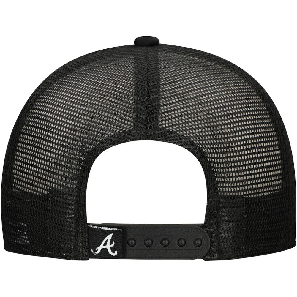 Atlanta Braves Retro Bold A-Frame Trucker 9FORTY Adjustable Hat Black | New Era