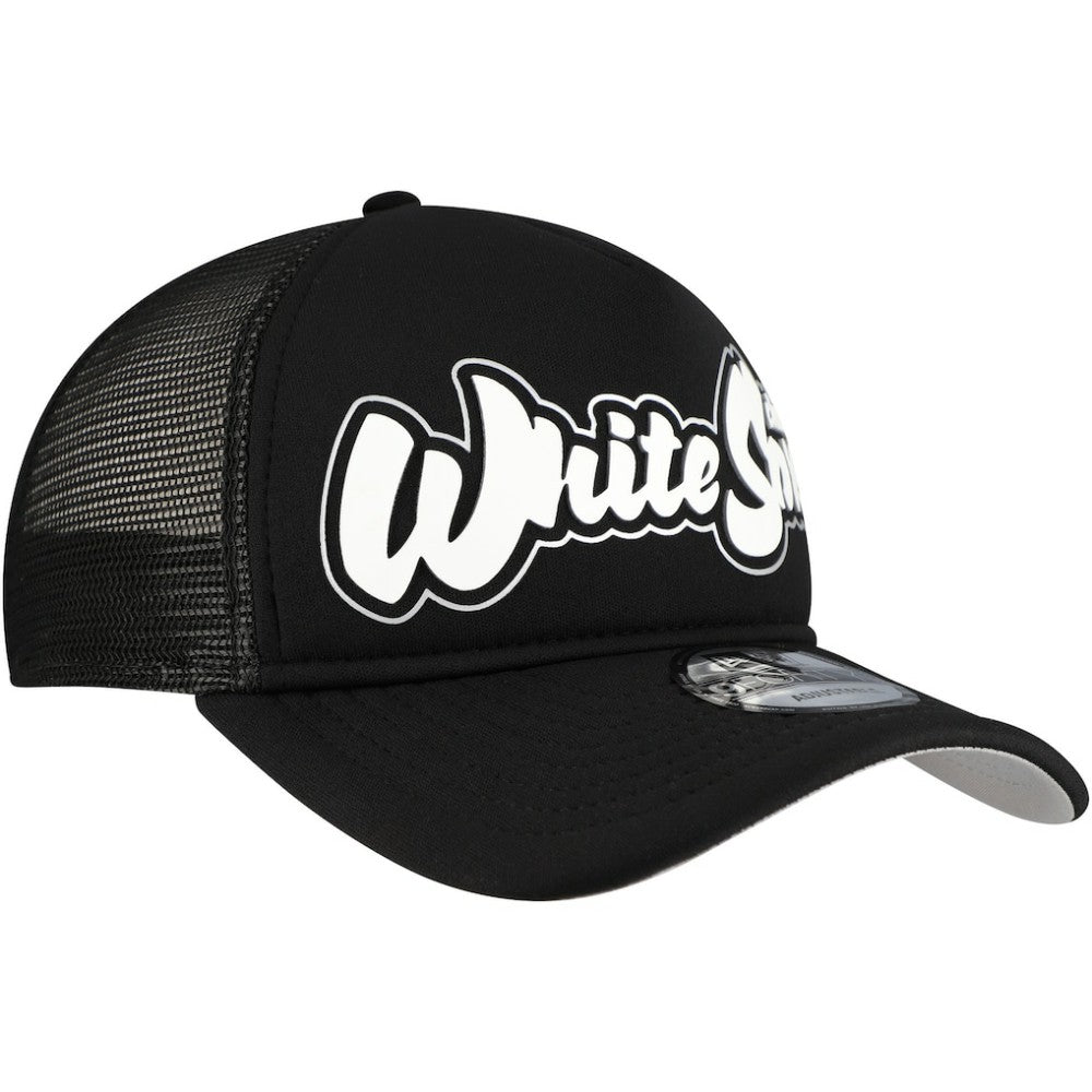 Chicago White Sox Retro Bold A-Frame Trucker 9FORTY Adjustable Hat Black | New Era