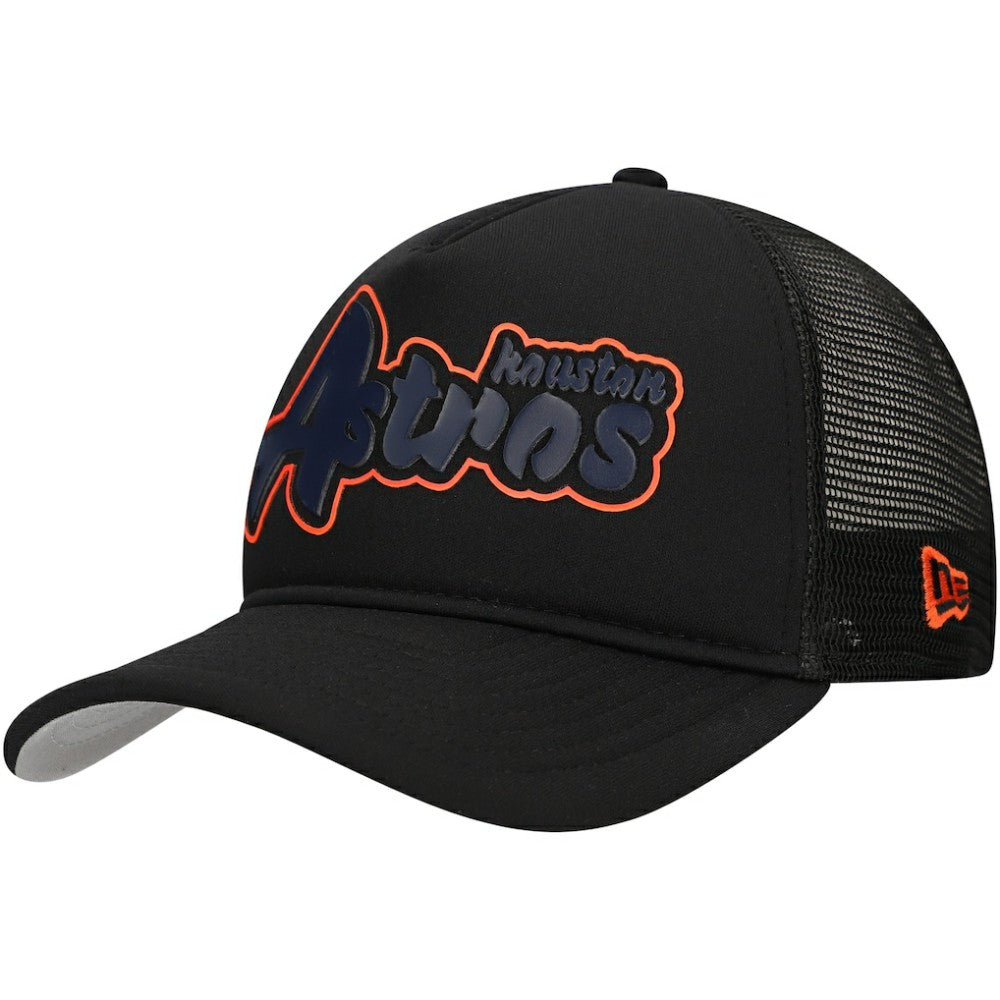 Houston Astros Retro Bold A-Frame Trucker 9FORTY Adjustable Hat Black | New Era