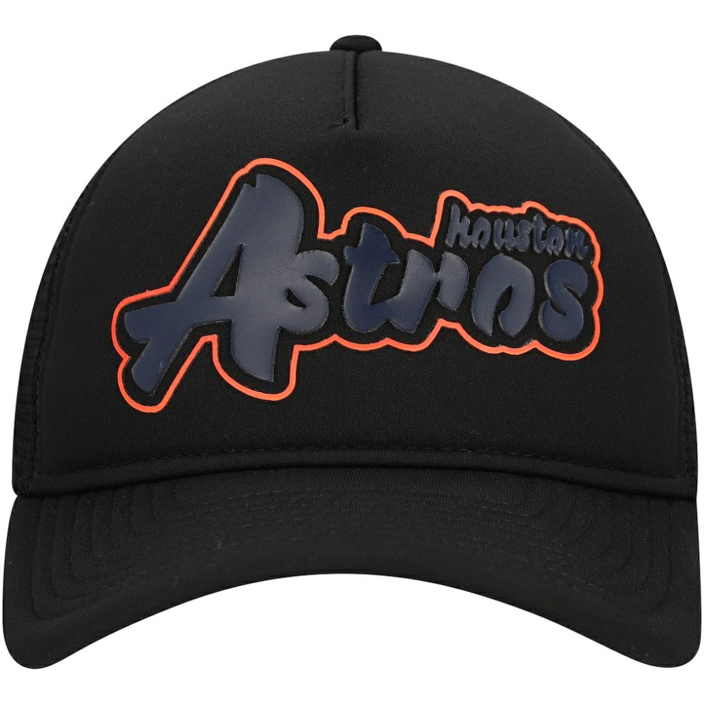 Houston Astros Retro Bold A-Frame Trucker 9FORTY Adjustable Hat Black | New Era