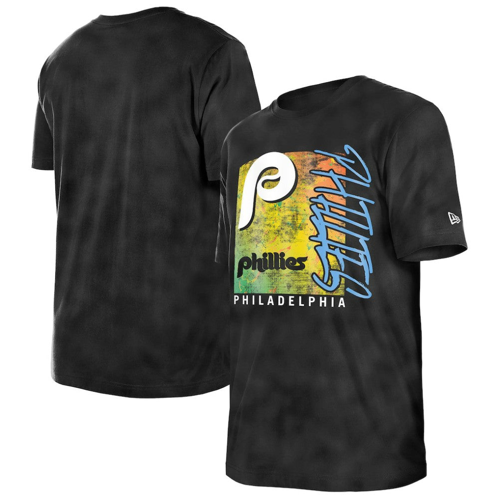 Philadelphia Phillies Women's Sport Classics Enzyme Wash Oversized T-Shirt Black | New Era