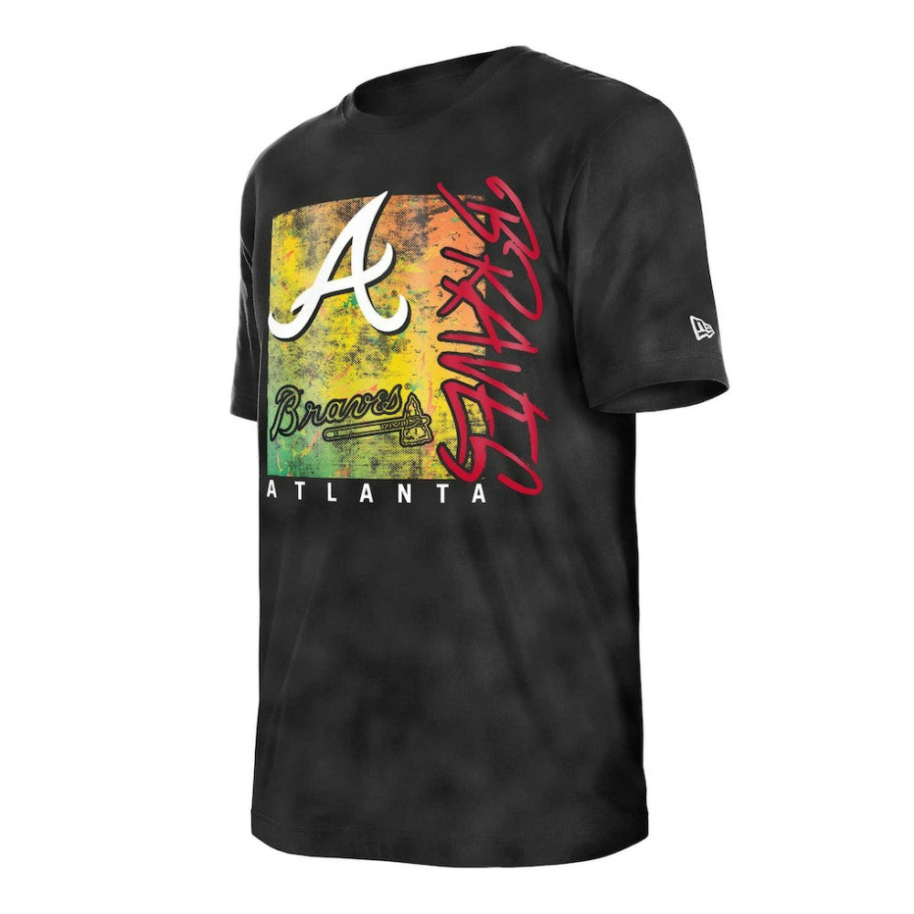 Atlanta Braves Women's Sport Classics Enzyme Wash Oversized T-Shirt Black | New Era