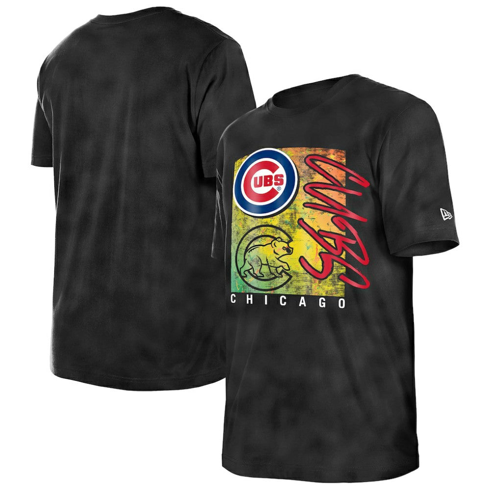 Chicago Cubs Women's Sport Classics Enzyme Wash Oversized T-Shirt Black | New Era