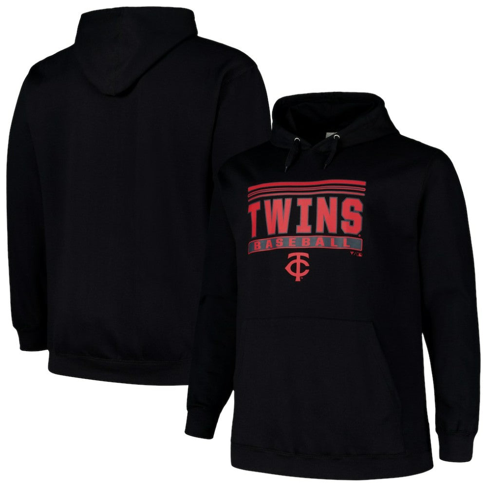 Minnesota Twins   Stack Fleece Pullover Hoodie Black