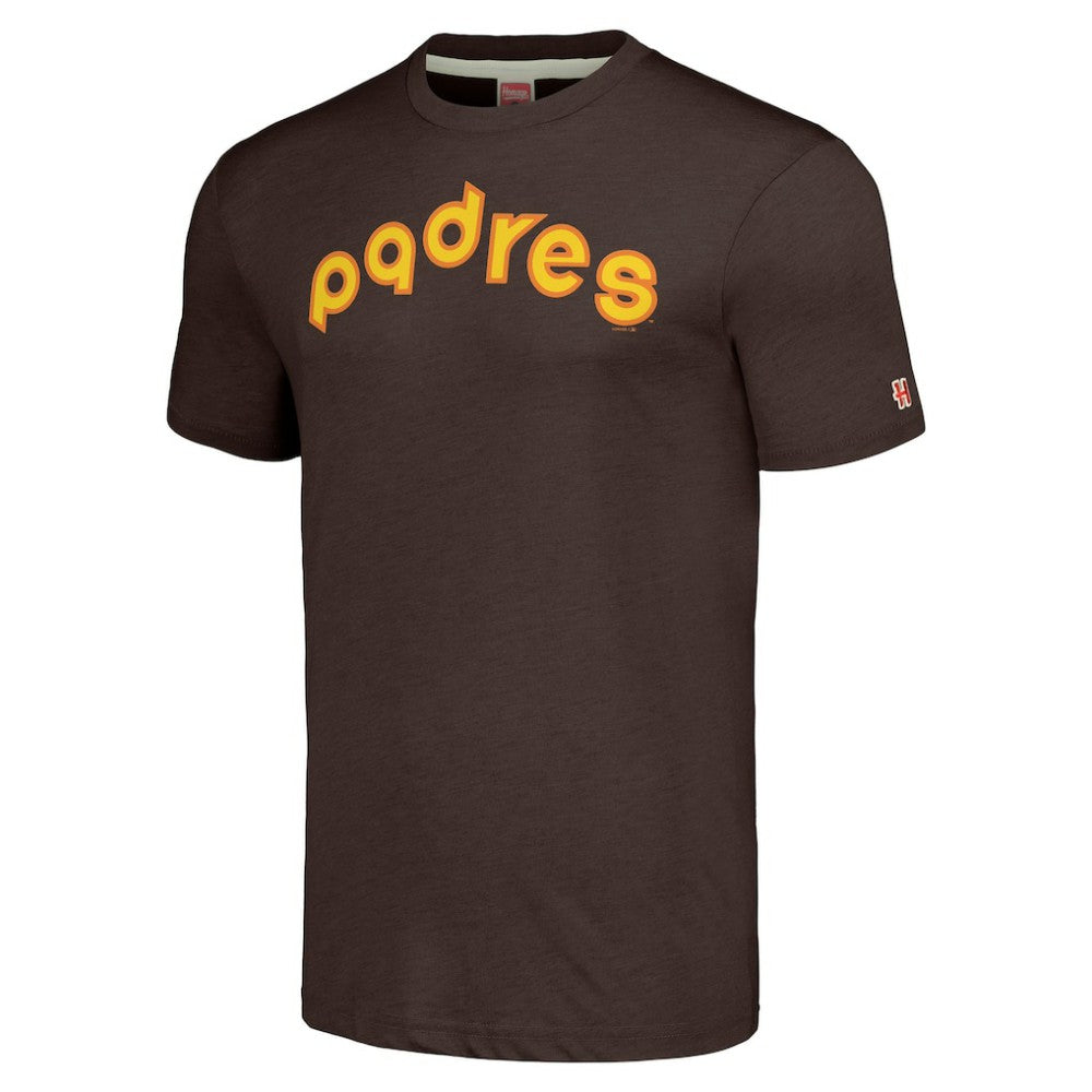 San Diego Padres Homage Cooperstown Collection Hand-Drawn Logo Tri-Blend T-Shirt Brown
