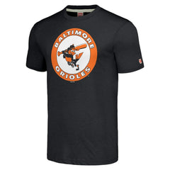 Baltimore Orioles Homage Cooperstown Collection Hand-Drawn Logo Tri-Blend T-Shirt Charcoal