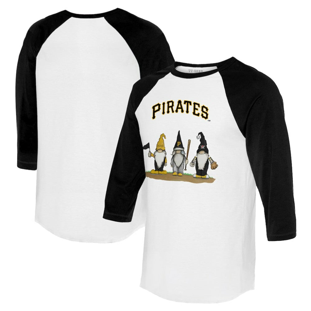 Pittsburgh Pirates Tiny Turnip Unisex Gnomes 3/4-Sleeve Raglan T-Shirt White/Black
