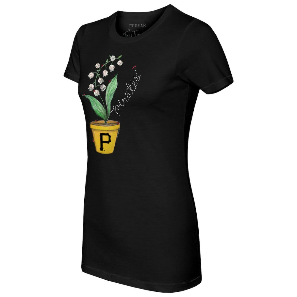 Pittsburgh Pirates Tiny Turnip Women's Lilies and Ladybugs T-Shirt Black