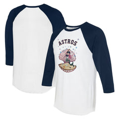 Houston Astros Tiny Turnip Unisex Mermaid 3/4-Sleeve Raglan T-Shirt White/Navy