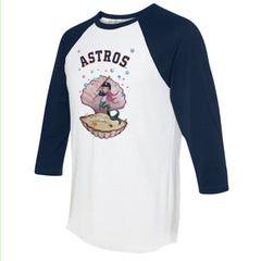 Houston Astros Tiny Turnip Unisex Mermaid 3/4-Sleeve Raglan T-Shirt White/Navy