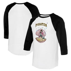 Pittsburgh Pirates Tiny Turnip Unisex Mermaid 3/4-Sleeve Raglan T-Shirt White/Black