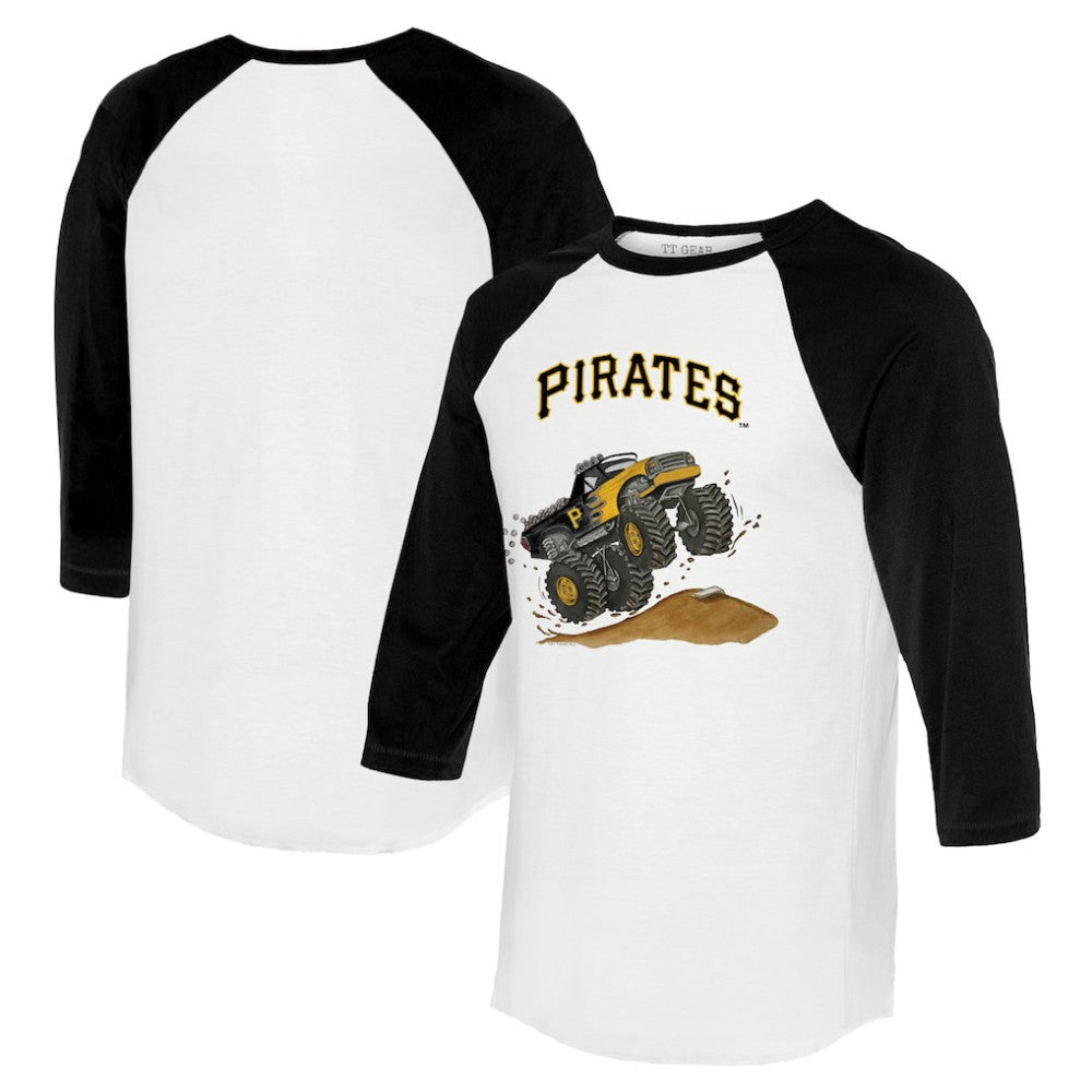 Pittsburgh Pirates Tiny Turnip Unisex Monster Truck 3/4-Sleeve Raglan T-Shirt White/Black