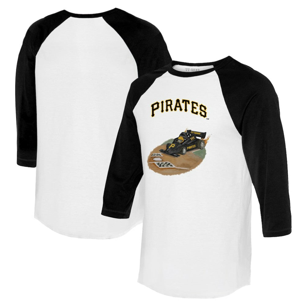 Pittsburgh Pirates Tiny Turnip Unisex Racecar 3/4-Sleeve Raglan T-Shirt White/Black