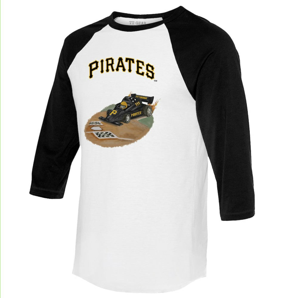 Pittsburgh Pirates Tiny Turnip Unisex Racecar 3/4-Sleeve Raglan T-Shirt White/Black