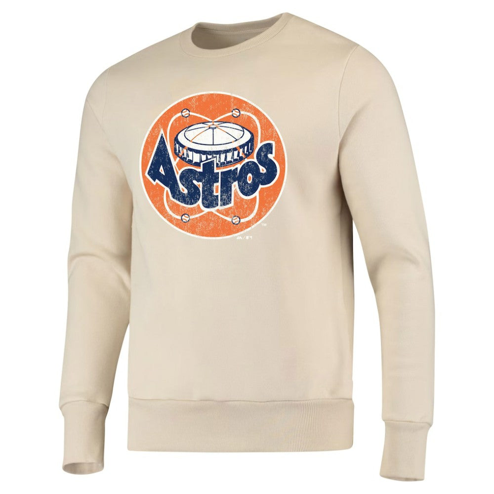 Houston Astros Majestic Threads Fleece Pullover Sweatshirt Oatmeal