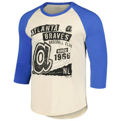 Atlanta Braves Majestic Threads Raglan 3/4-Sleeve T-Shirt Cream/Royal