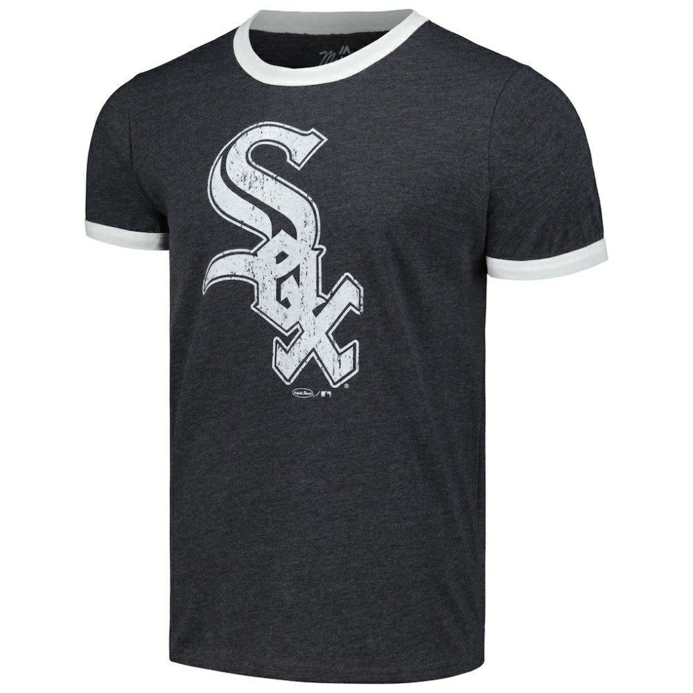 Chicago White Sox Majestic Threads Ringer Tri-Blend T-Shirt Black