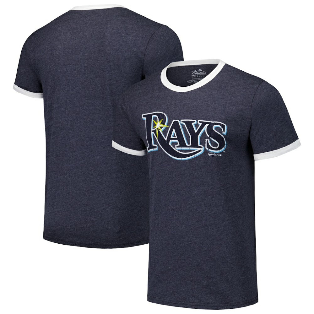 Tampa Bay Rays Majestic Threads Ringer Tri-Blend T-Shirt Navy