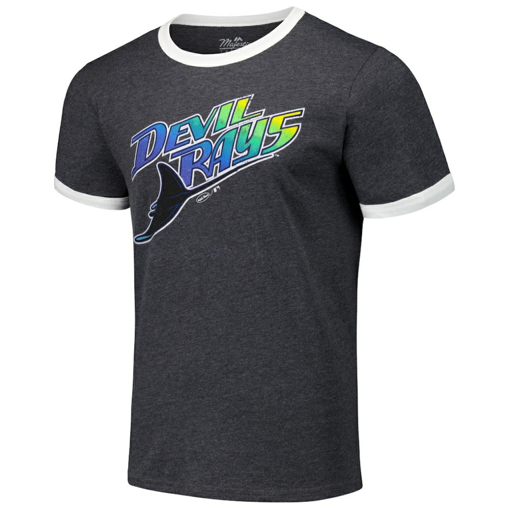Tampa Bay Rays Majestic Threads Ringer Tri-Blend T-Shirt Black