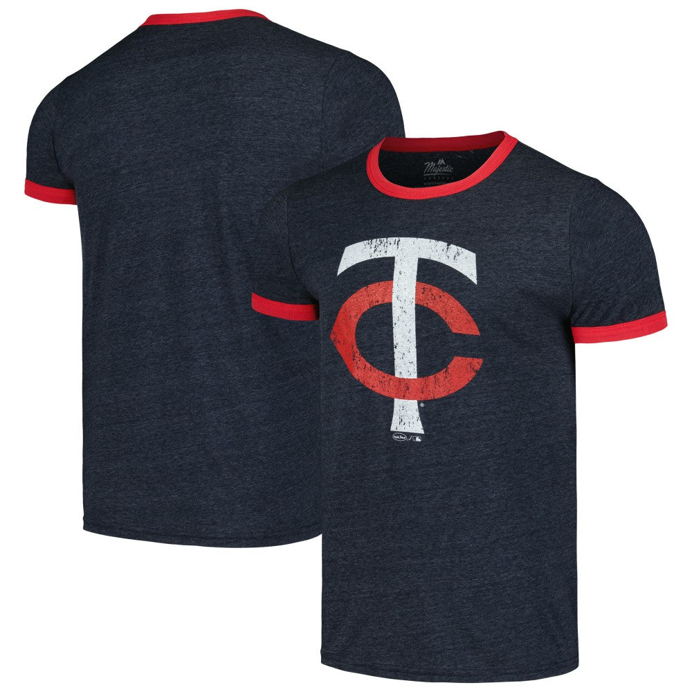 Minnesota Twins Majestic Threads Ringer Tri-Blend T-Shirt Navy