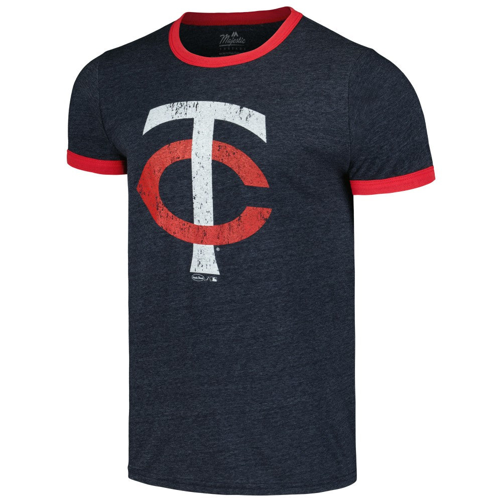 Minnesota Twins Majestic Threads Ringer Tri-Blend T-Shirt Navy
