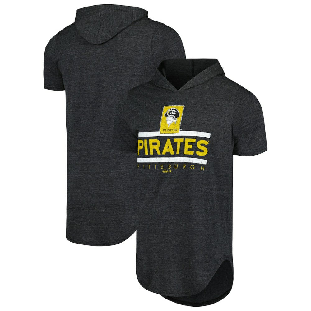 Pittsburgh Pirates Majestic Threads Tri-Blend Hoodie T-Shirt Black