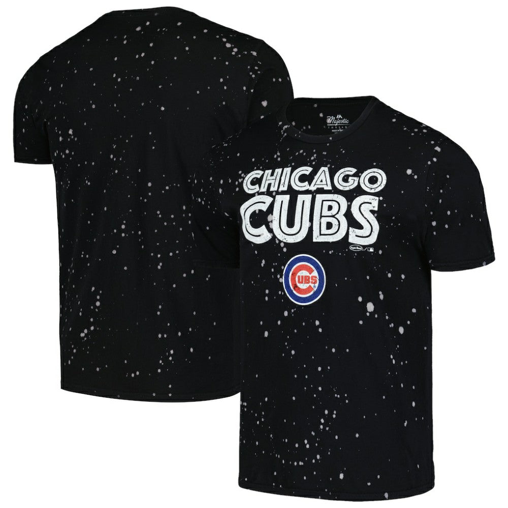 Chicago Cubs Majestic Threads Splatter T-Shirt Black/White