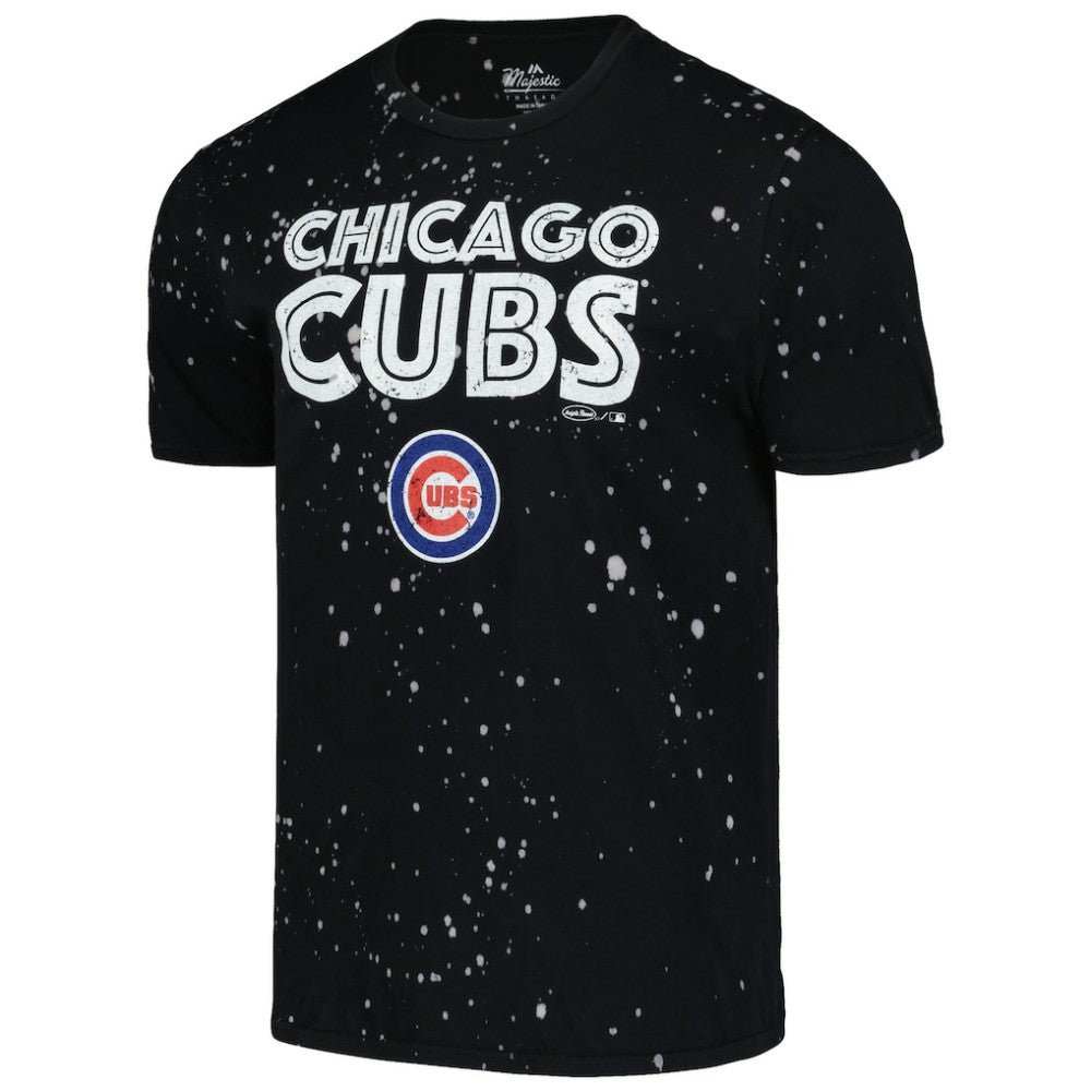 Chicago Cubs Majestic Threads Splatter T-Shirt Black/White