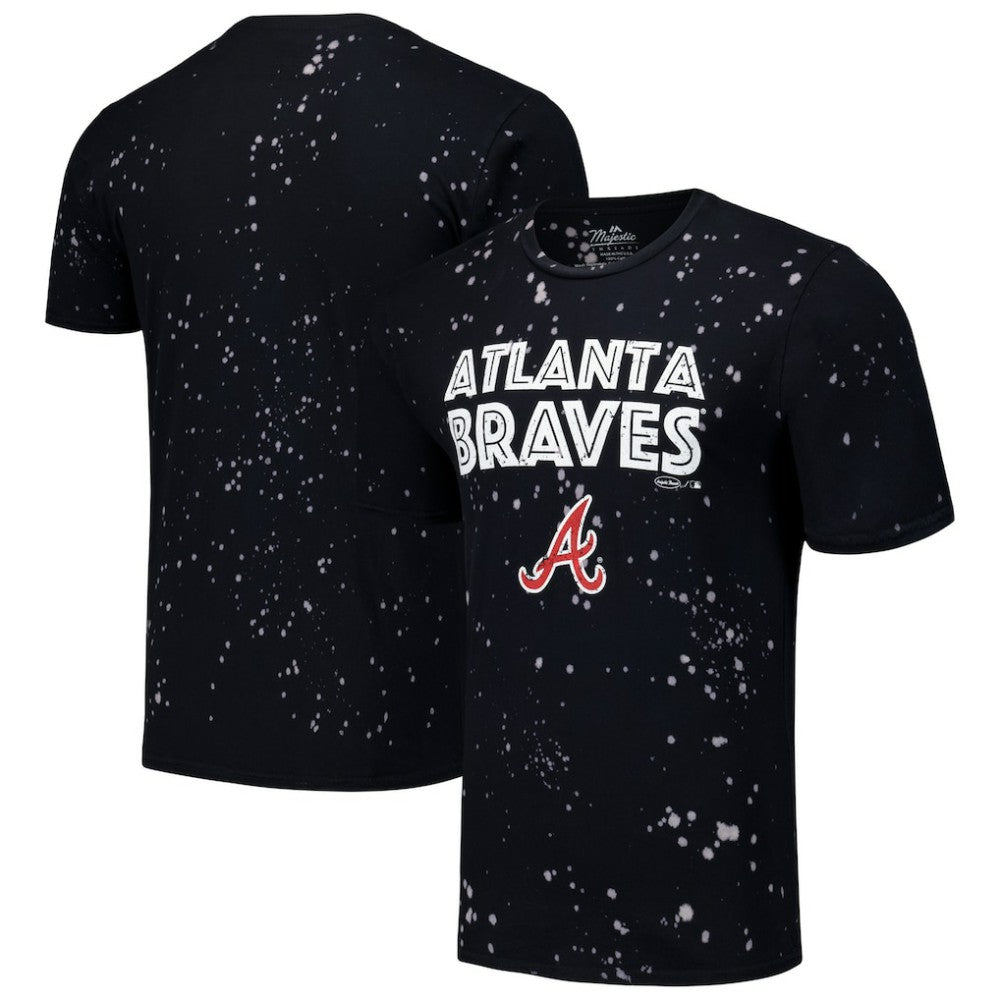 Atlanta Braves Majestic Threads Splatter T-Shirt Black/White