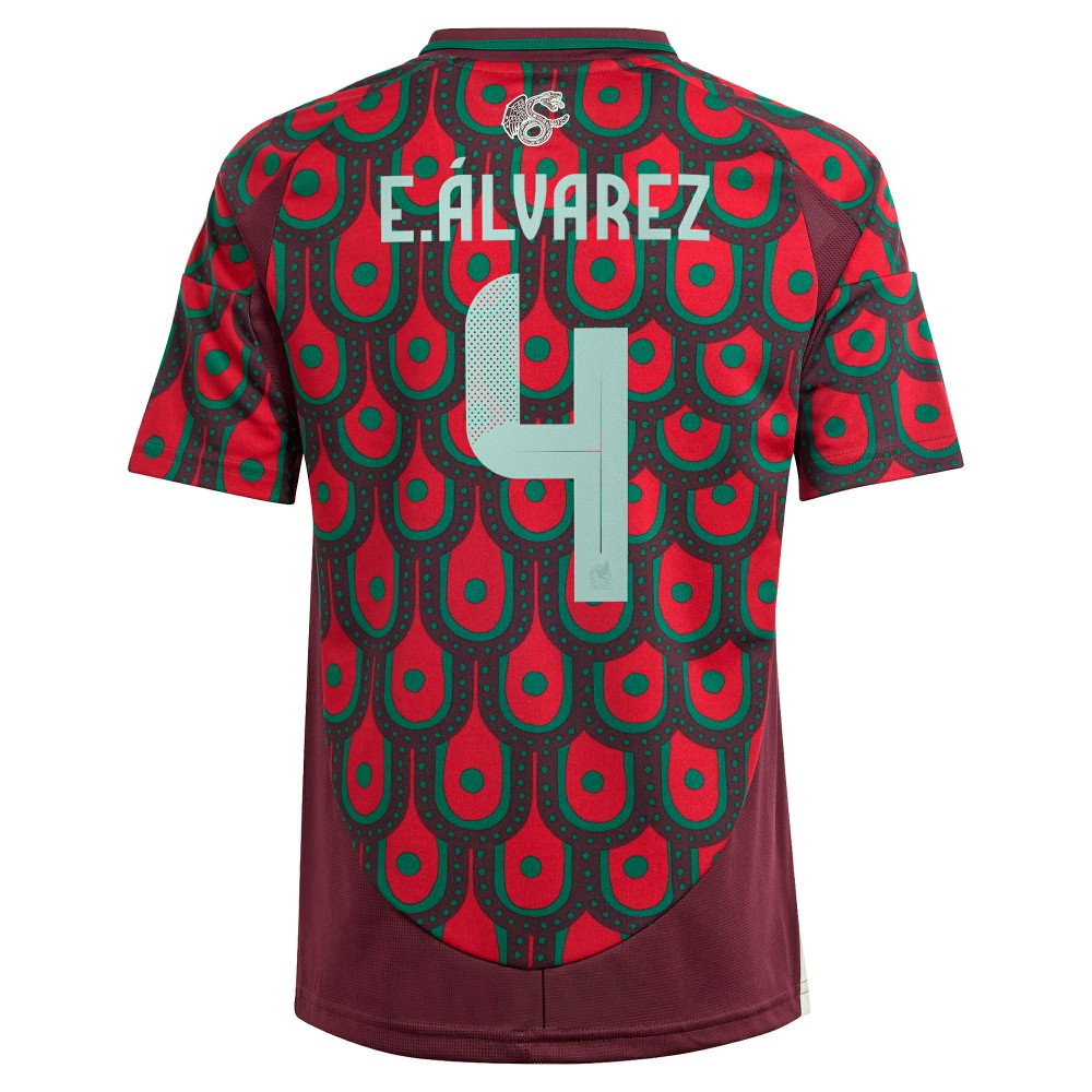 Edson Alvarez Mexico National Team Youth 2024 Home Replica Player Jersey Burgundy - Adidas