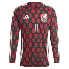 Santiago Giménez Mexico National Team 2024 Home Replica Player Long Sleeve Jersey Burgundy - Adidas