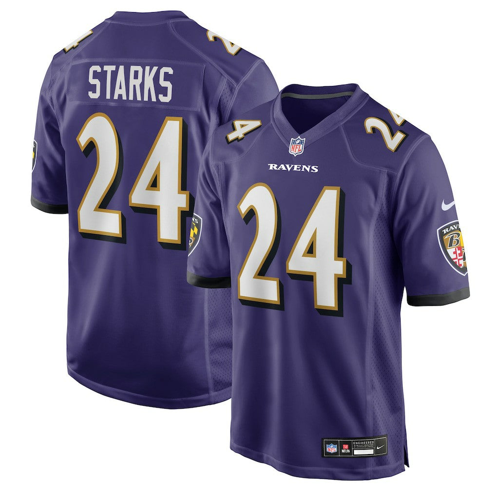 Malaki Starks Baltimore Ravens 2025 NFL Draft First Round Pick Game Jersey - Purple