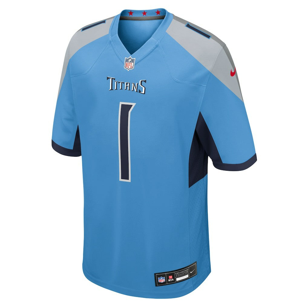 Cameron Ward Tennessee Titans 2025 NFL Draft First Round Pick Game Jersey - Light Blue