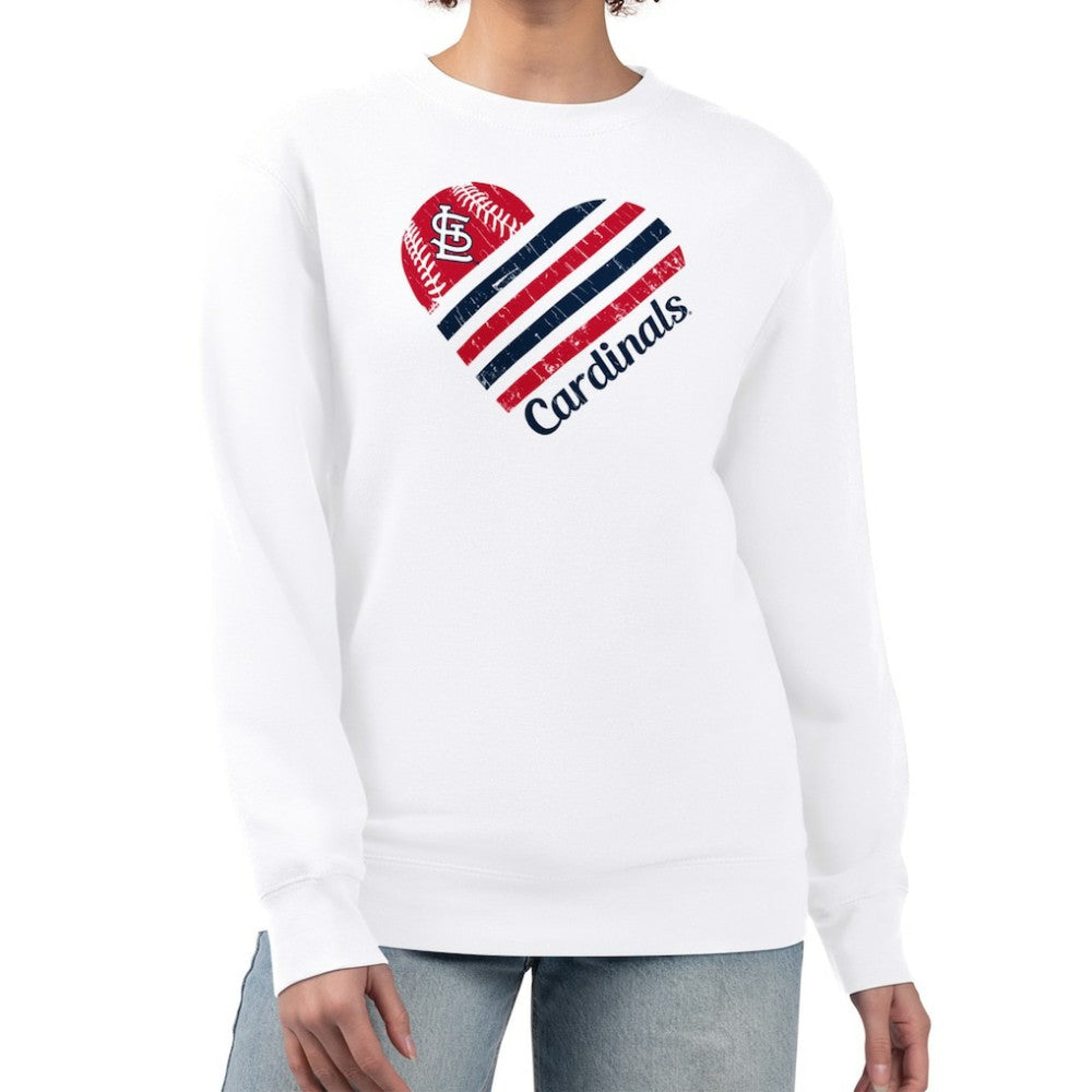 St. Louis Cardinals G-III 4Her by Carl Banks Women's Heart Logo Fleece Pullover Sweatshirt White