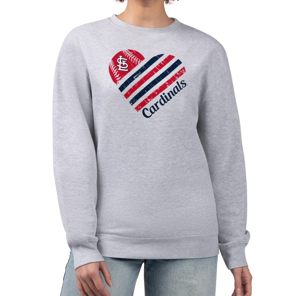St. Louis Cardinals G-III 4Her by Carl Banks Women's Heart Logo Fleece Pullover Sweatshirt Heather Gray
