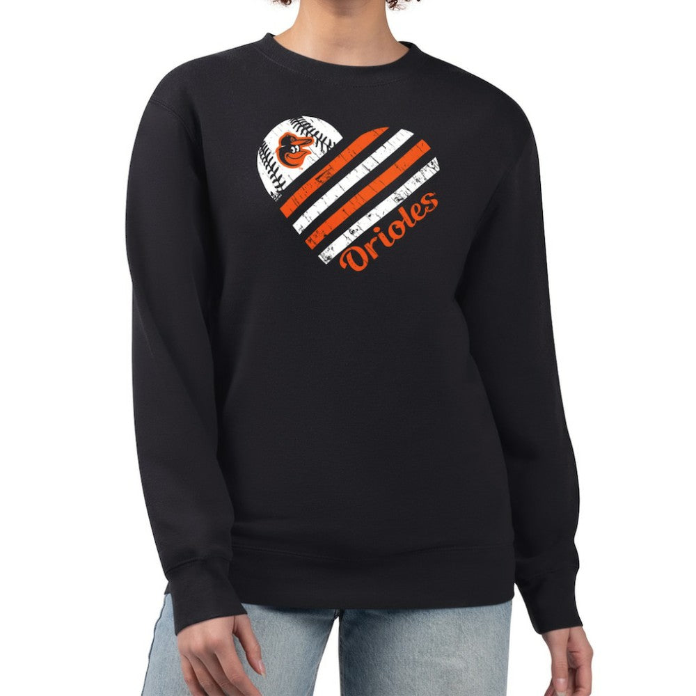 Baltimore Orioles G-III 4Her by Carl Banks Women's Heart Logo Fleece Pullover Sweatshirt Black