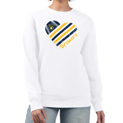 Milwaukee Brewers G-III 4Her by Carl Banks Women's Heart Logo Fleece Pullover Sweatshirt White