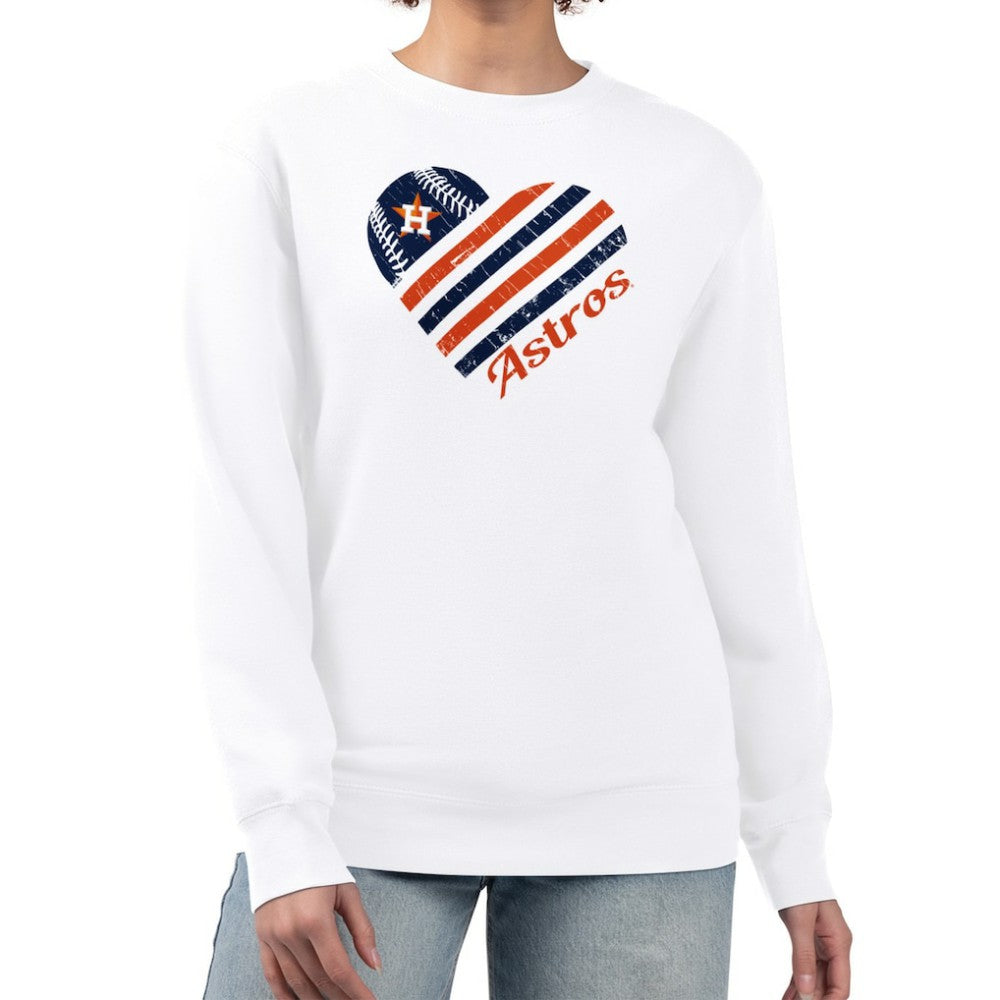 Houston Astros G-III 4Her by Carl Banks Women's Heart Logo Fleece Pullover Sweatshirt White