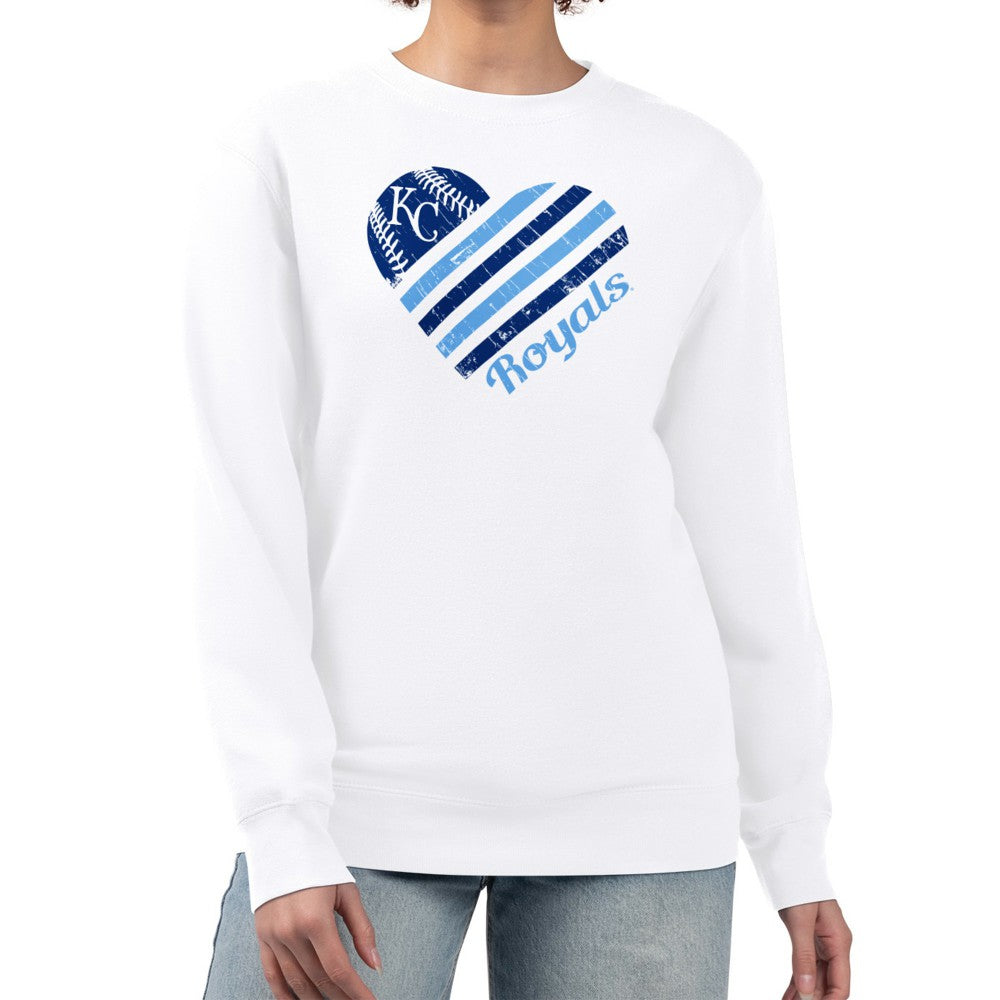 Kansas City Royals G-III 4Her by Carl Banks Women's Heart Logo Fleece Pullover Sweatshirt White