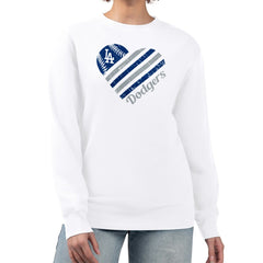 Los Angeles Dodgers G-III 4Her by Carl Banks Women's Heart Logo Fleece Pullover Sweatshirt White
