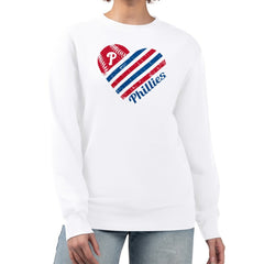 Philadelphia Phillies G-III 4Her by Carl Banks Women's Heart Logo Fleece Pullover Sweatshirt White