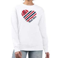 Boston Red Sox G-III 4Her by Carl Banks Women's Heart Logo Fleece Pullover Sweatshirt White