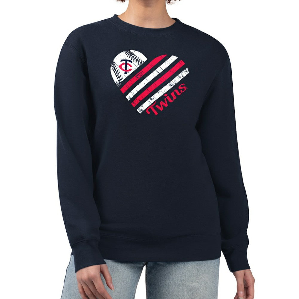 Minnesota Twins G-III 4Her by Carl Banks Women's Heart Logo Fleece Pullover Sweatshirt Navy