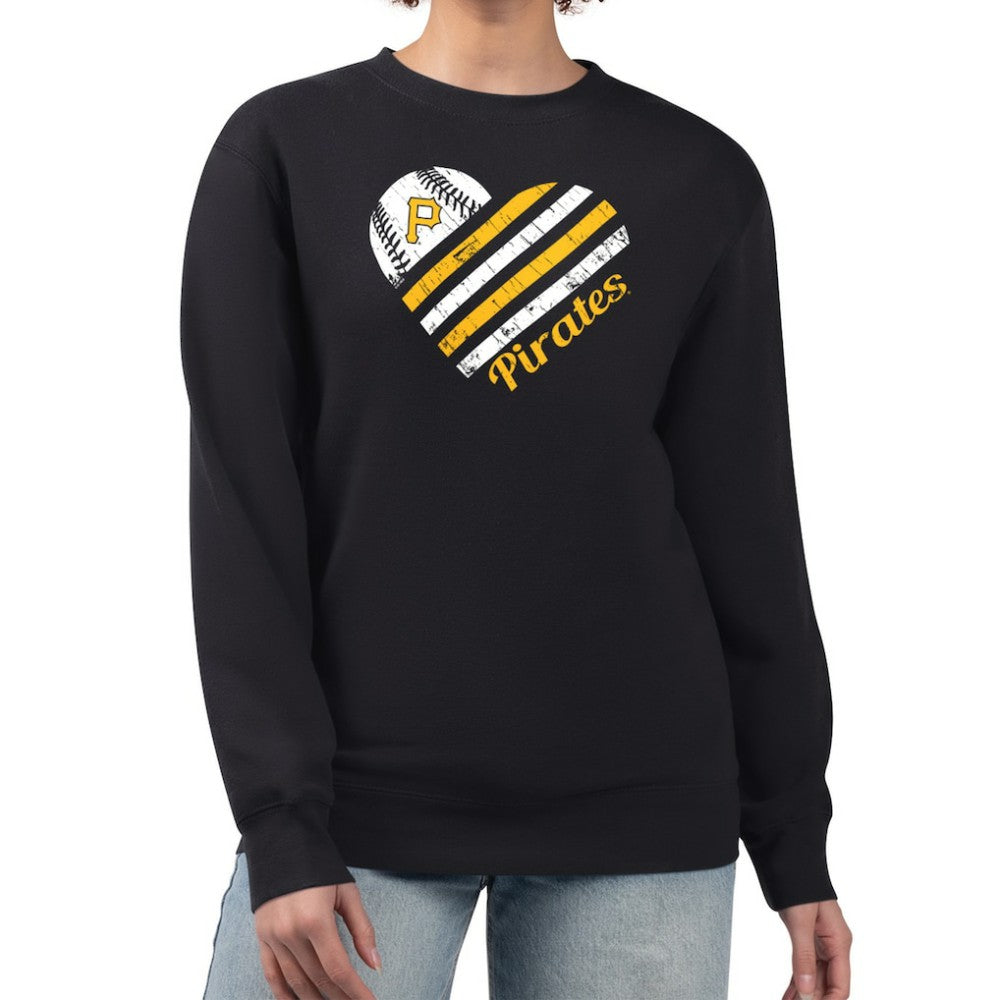 Pittsburgh Pirates G-III 4Her by Carl Banks Women's Heart Logo Fleece Pullover Sweatshirt Black