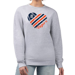 Detroit Tigers G-III 4Her by Carl Banks Women's Heart Logo Fleece Pullover Sweatshirt Heather Gray