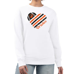 Baltimore Orioles G-III 4Her by Carl Banks Women's Heart Logo Fleece Pullover Sweatshirt White