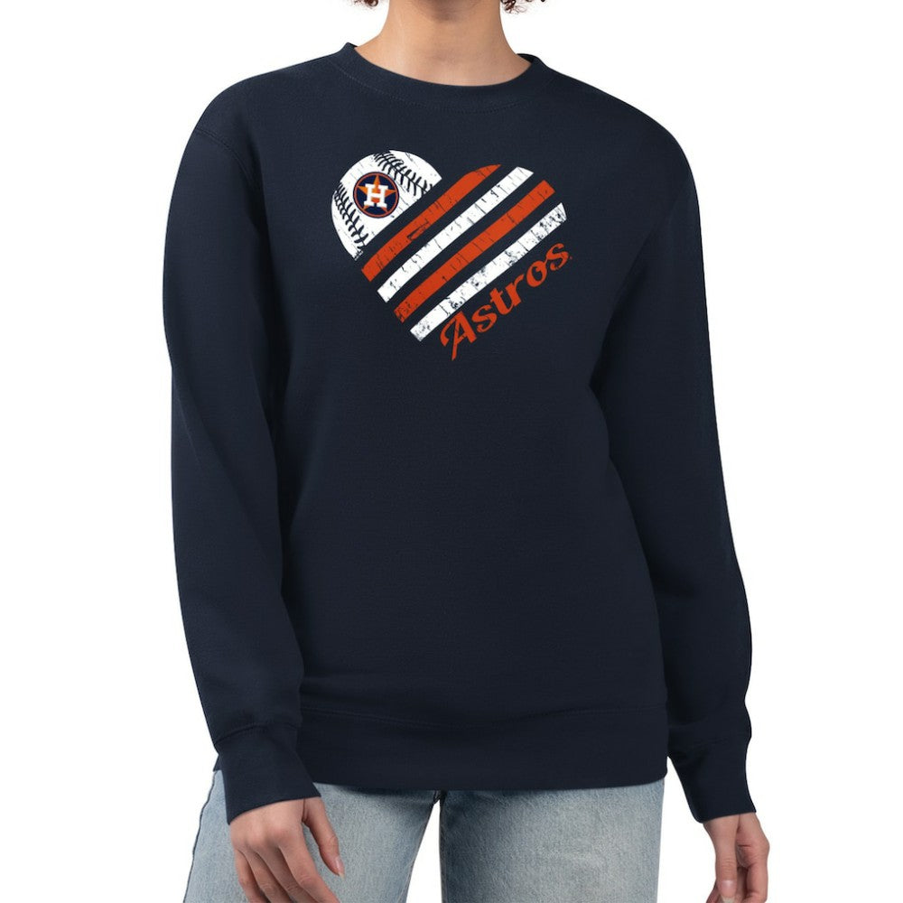 Houston Astros G-III 4Her by Carl Banks Women's Heart Logo Fleece Pullover Sweatshirt Navy