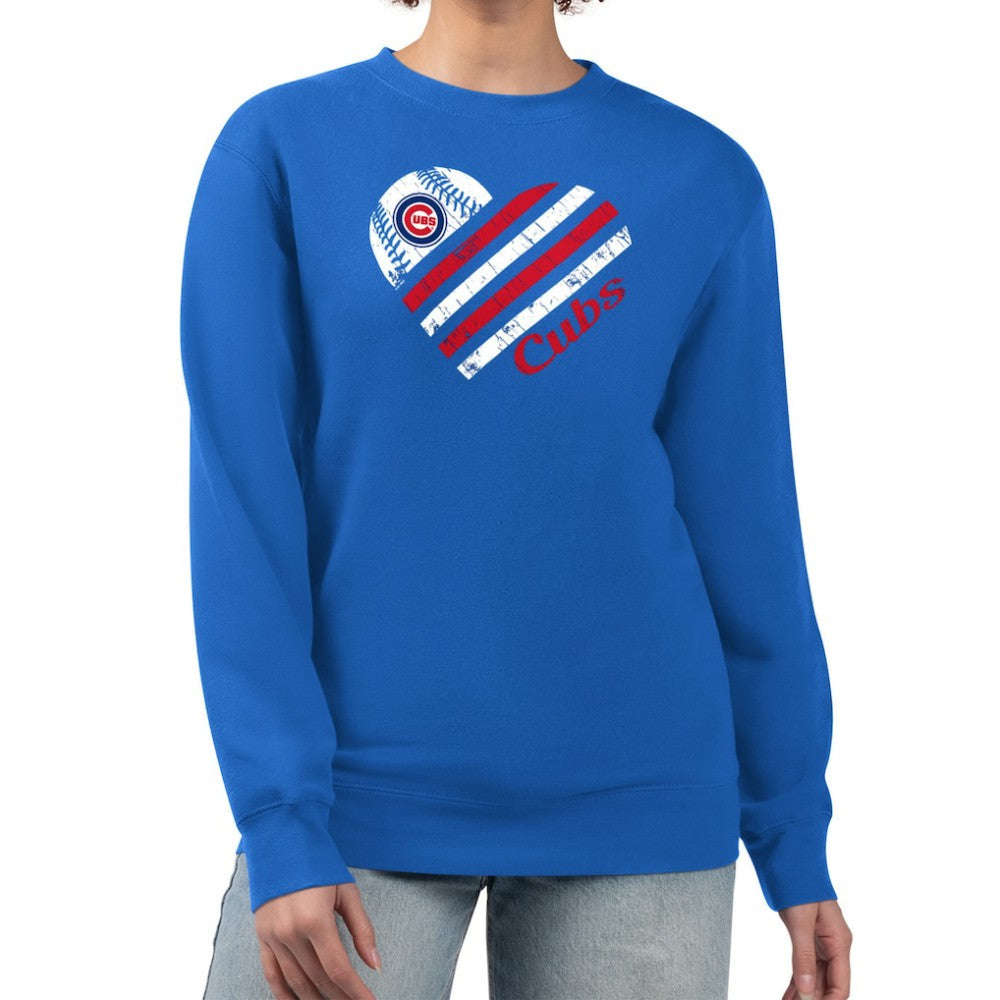 Chicago Cubs G-III 4Her by Carl Banks Women's Heart Logo Fleece Pullover Sweatshirt Royal