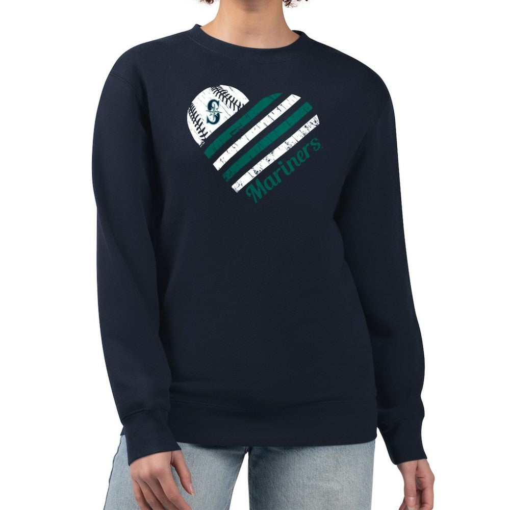 Seattle Mariners G-III 4Her by Carl Banks Women's Heart Logo Fleece Pullover Sweatshirt Navy