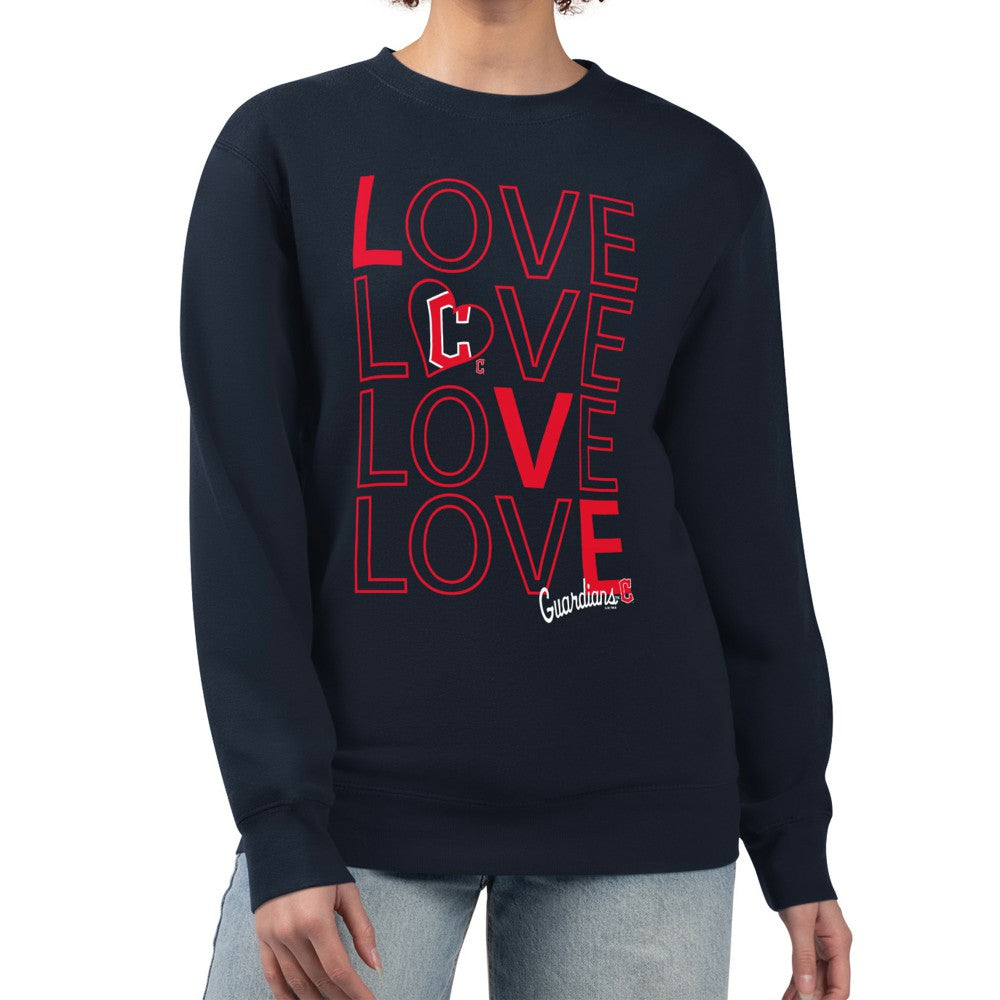 Cleveland Guardians G-III 4Her by Carl Banks Women's Love Team Logo Fleece Pullover Sweatshirt Navy